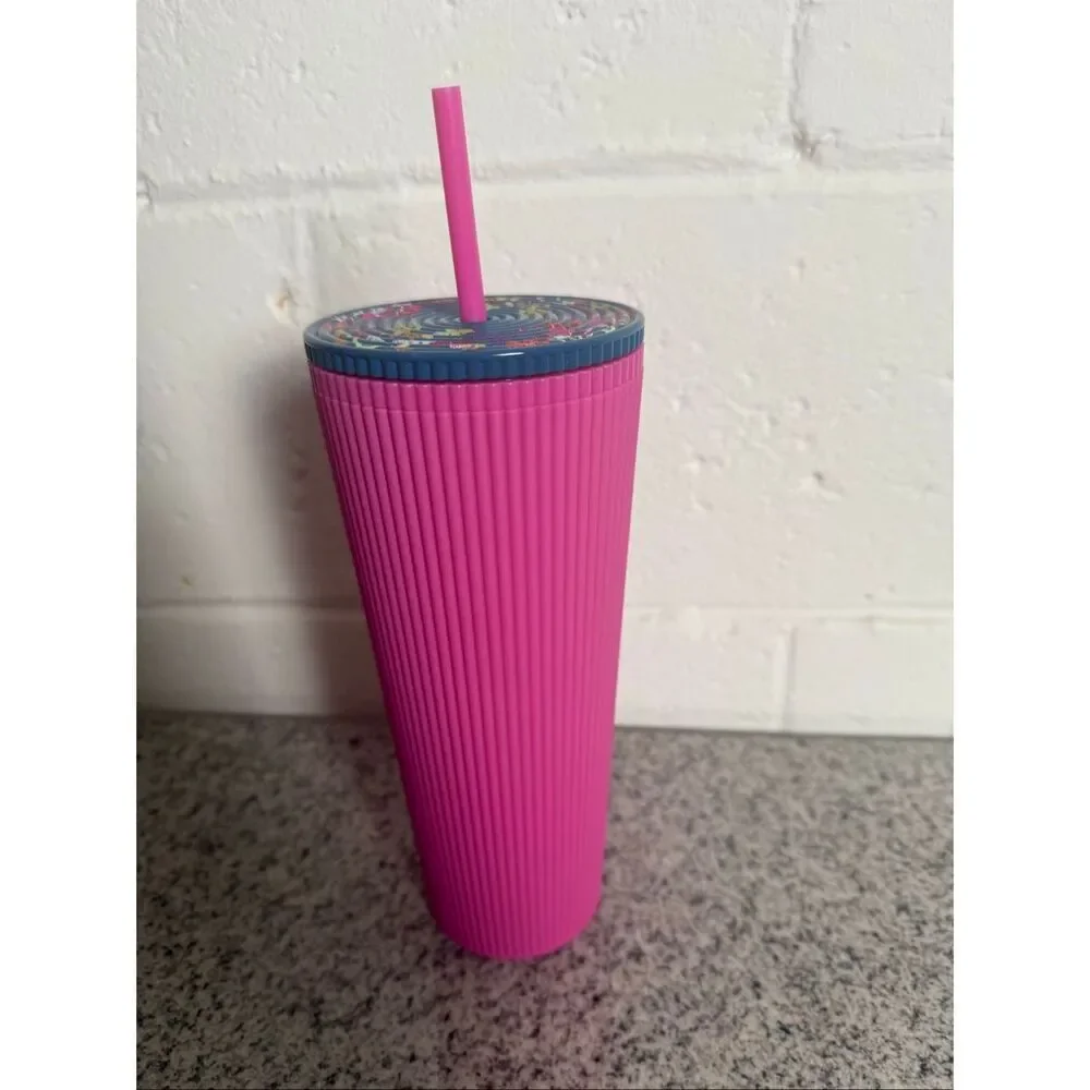 Starbucks Pink Pleated 2025 Tumbler 24 oz Floral Lid Reusable Cold Cup Summer Br